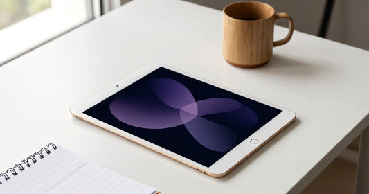 Refurbished Apple iPad 10.2 7th Gen 128GB Gold on a desk in Dubai